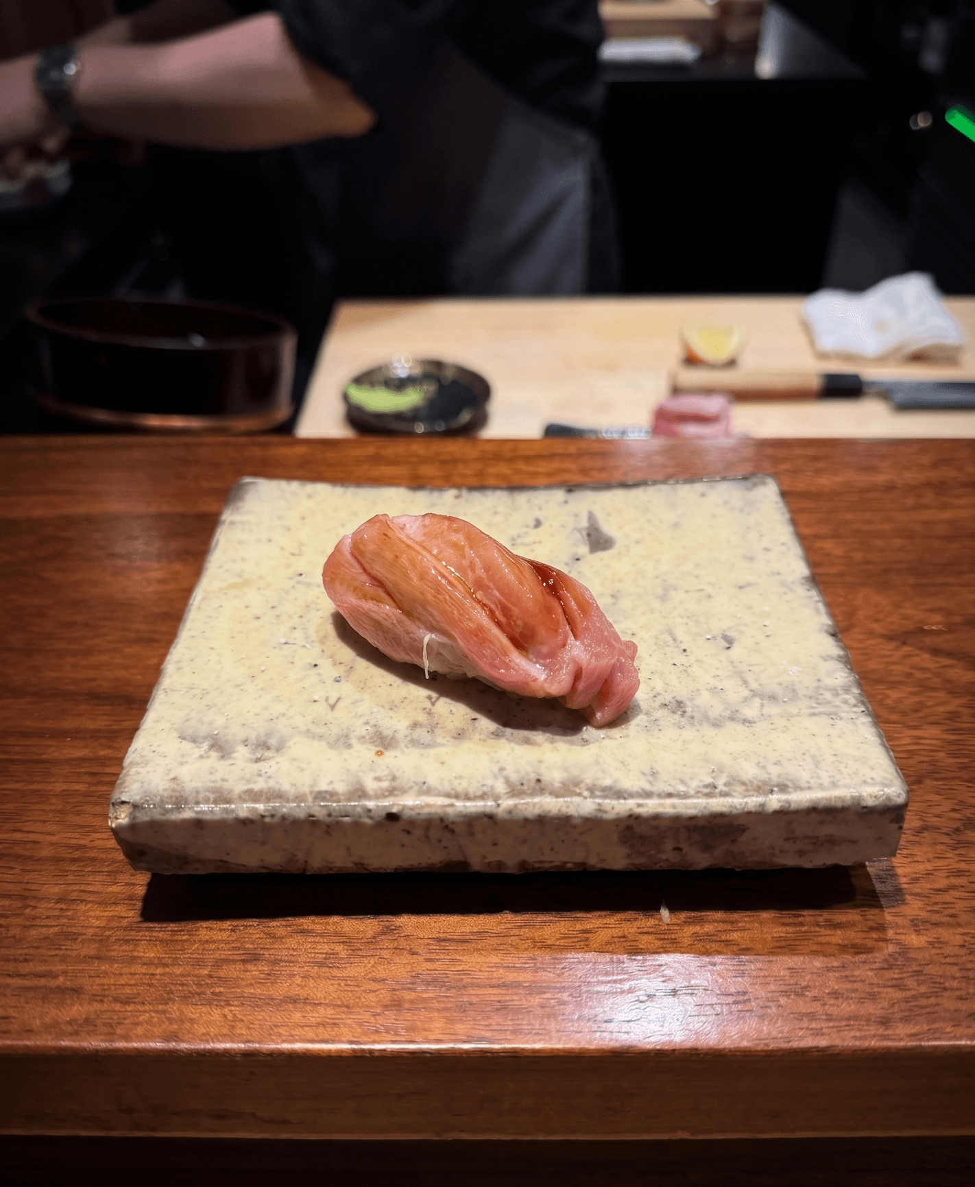 Otoro nigiri served at Friends Only in San Francisco